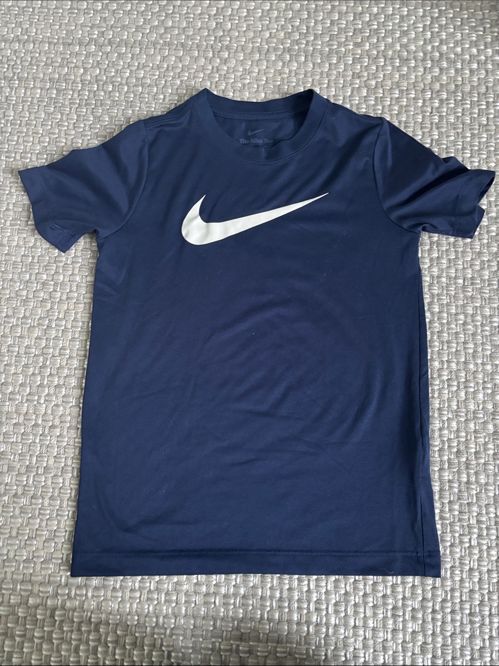 Nike Navy Dri-Fit Short Sleeve Tee with White Swoosh